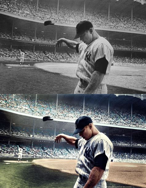 i spent many hours to colorize this famous photo of mickey mantle flings his batting helmet in