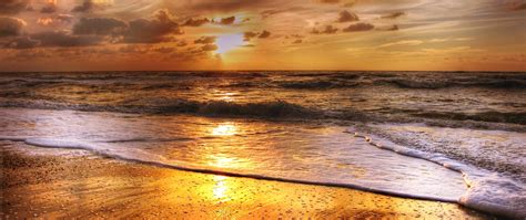 2560x1080 Sunset Beach Sea Sun Clouds Wallpaper2560x1080 Resolution Hd