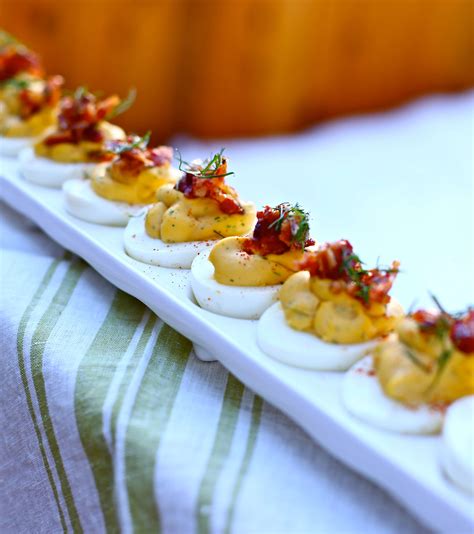 Deviled Eggs With Candied Bacon And Fresh Dill Studio Delicious