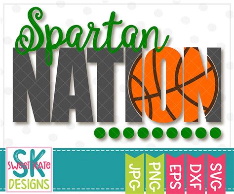 Spartan Nation Basketball Svg Dxf Eps  Png Scrapbook Etsy
