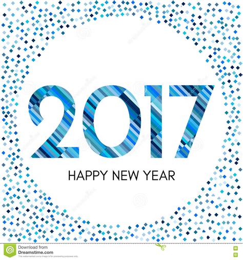 Happy New Year 2017 Label With Blue Confetti And Lines Stock Vector