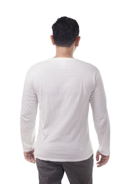 Man Wearing White Shirt Standing Rear View Stock Photo Image Of