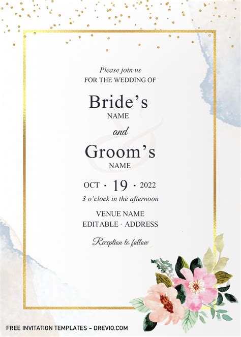 Golden Frame Wedding Invitation Templates Editable With Microsoft