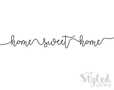 Home Sweet Home Printable Art Script Word Art Home Decor Etsy