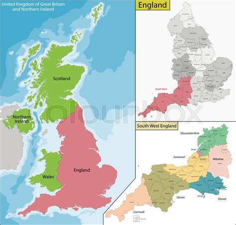 Map Of The Subdivisions Of England Stock Vector Colourbox
