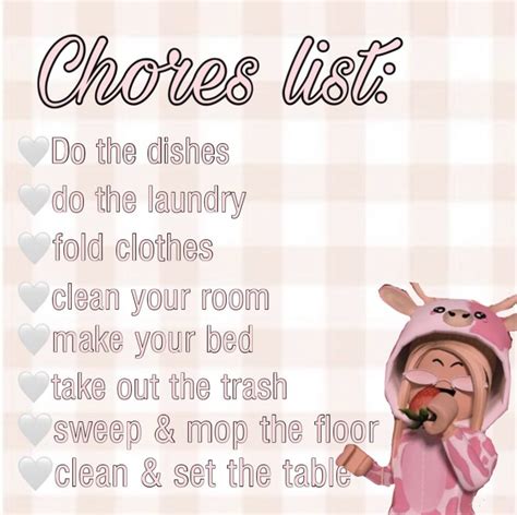 Blush House Themed Chores List Chore List Bloxburg Decals Codes