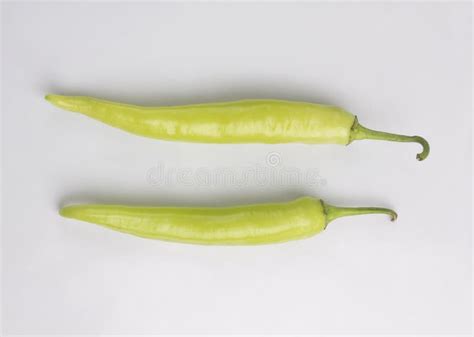 Light Green Chili Peppers Isolated On White Stock Image Image Of