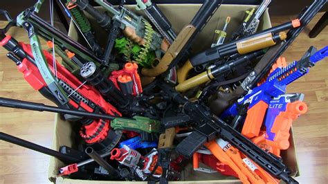 Big Box Of Toy Guns Big Guns Military Toys And Nerf Guns Youtube