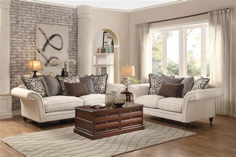 Cream Leather Living Room Set