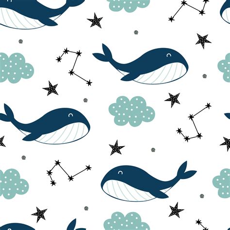 Cute Cartoon Whale Wallpaper
