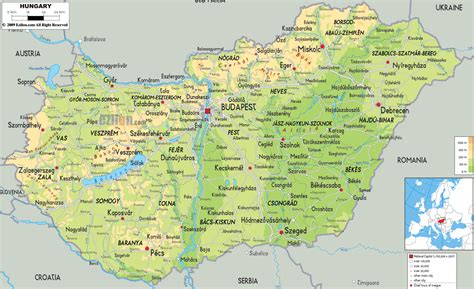 Physical Map Of Hungary Ezilon Maps Mapflow