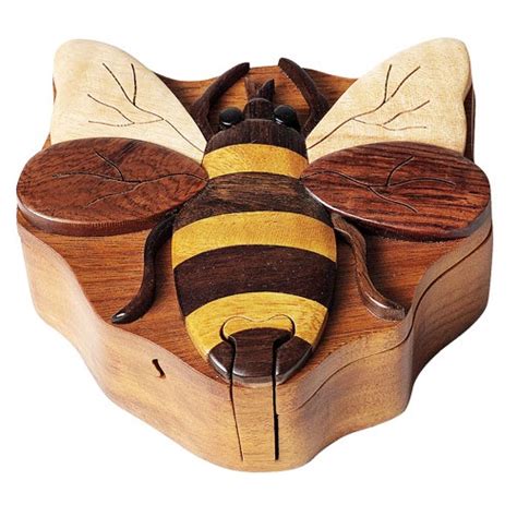 Box comes with 8 wooden blocks in 4 different shapes. Bee - Secret Wooden Puzzle Box
