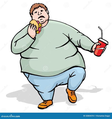 Fat Man Walk And Eat Royalty Free Stock Photos Image 32804478
