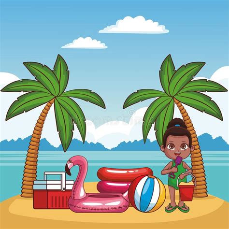 Kid And Beach Cute Cartoons Stock Vector Illustration Of Tourism