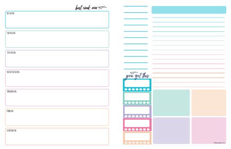 Free Printable Weekly Planners Monday Start Weekly Planner 7 Days