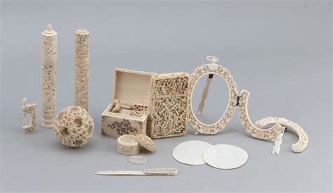 Lot Ten Carved Bone And Ivory Items 19th Century
