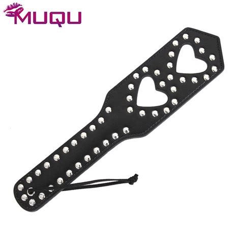Hollow Heart Black With Rivets Sm Flog Spank Paddle Beat Submissive