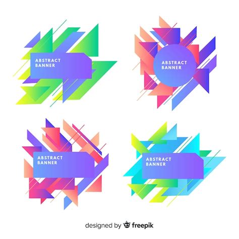 Abstract Geometric Banner Collection Vector Free Download
