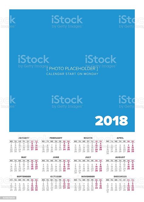Simple 2018 Year Calendar Stock Illustration Download Image Now