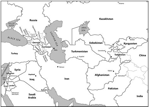 Blank Map Of Caucasus And Central Asia