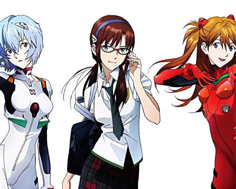 Three Female Anime Characters Neon Genesis Evangelion Ayanami Rei