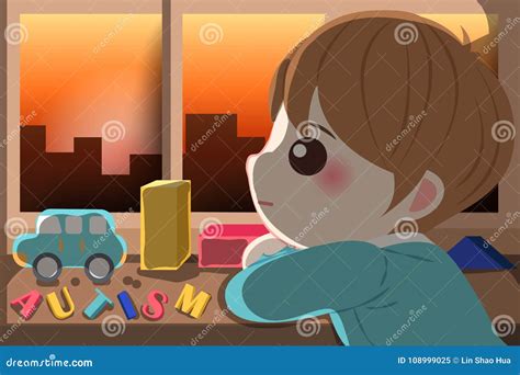 Boy With Autism Awareness Concept Stock Vector Illustration Of