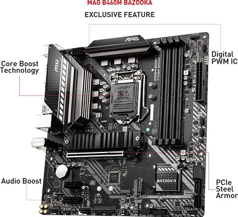 Msi Mag B460m Bazooka Gaming Motherboard Matx 10th Gen Intel Core