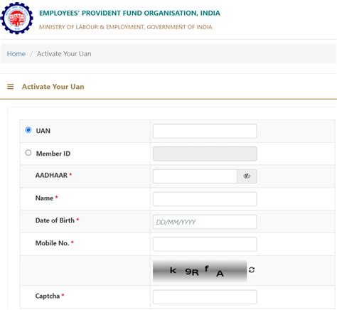 Uan Login Epfo Member Portal Registration Password Reset