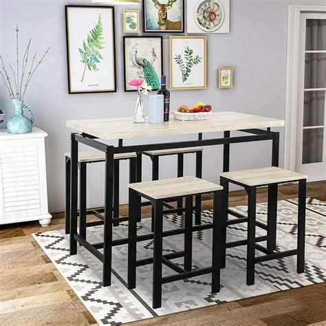5 Piece Counter Height Dining Set Heavy Duty Kitchen Table And 4