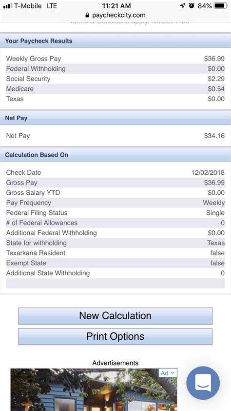 So I use a website to calculate the tax that should be taken out of my