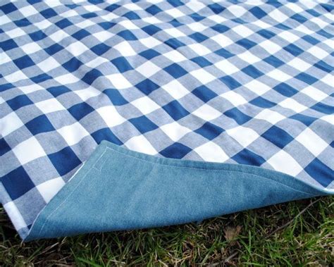 Organic Picnic Blanket Picnic Blanket Xl Blue Gingham Eco Friendly