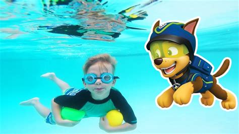 Giant Paw Patrol Surprise Eggs Underwater At The Pool With Thomas The