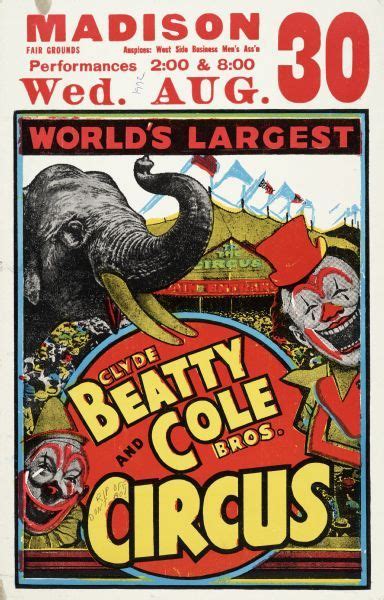 Clyde Beatty Cole Brothers Circus Poster Poster Wisconsin