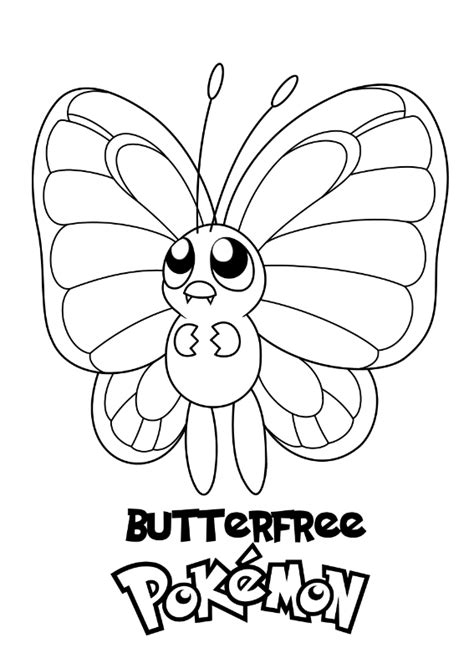Pokemon Butterfree Kolorowanka - Morindia Pokoloruj rysunek