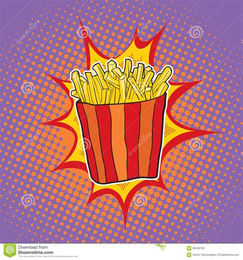 Pop art employed images of popular culture in art, emphasizing banal elements of any culture, usually through the use of irony. Fast food french fries stock vector. Illustration of image ...