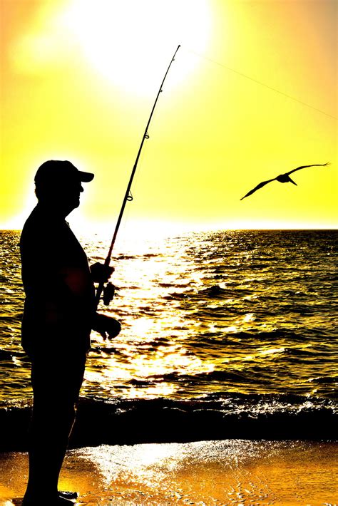 Man Fishing During Gulf Coast Sunset In Naples Florida Encircle Photos