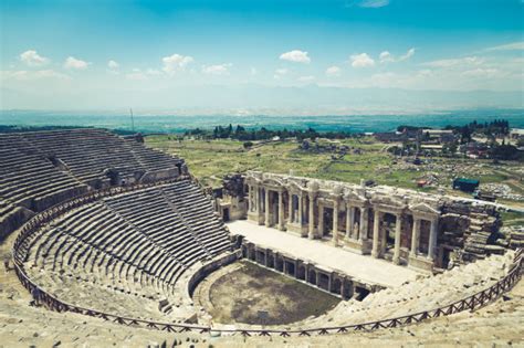 Ancient city hierapolis was famed for its sacred hot springs. Ancient city of hierapolis, pamukkale, turkey. the ...