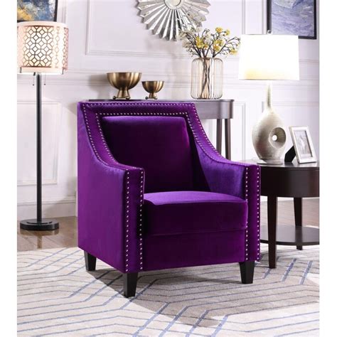 Chic Home Design Camren Modern Purple Velvet Accent Chair In The Chairs