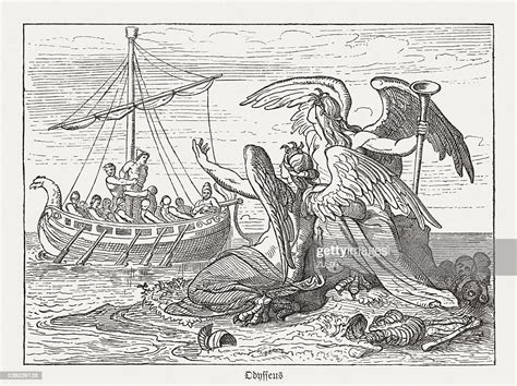 Ulysses And Sirens Greek Mythology Wood Engraving Published In 1880 High Res Vector Graphic
