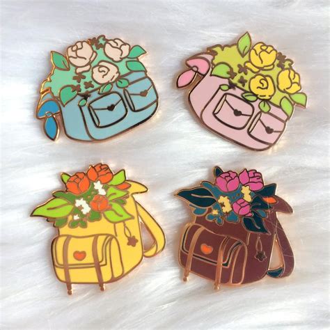 Backpack Bouquet Enamel Pins Etsy With Images Enamel Pin