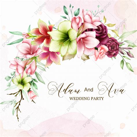 Gambar Template Undangan Pernikahan Dengan Amarilis Cat Air Dan Bunga