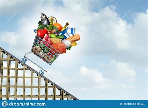 Grocery Prices Decrease Stock Illustration Illustration Of Bread