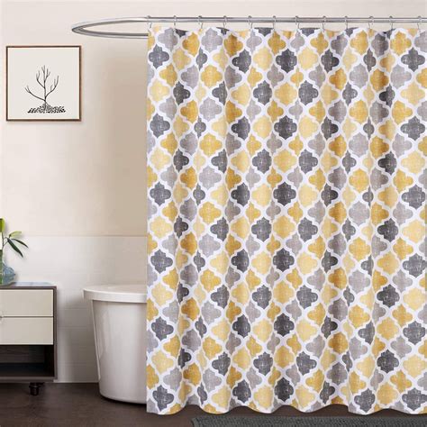 Caromio Fabric Shower Curtain Geometric Quatrefoil Patterned Modern