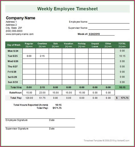 Weekly Free Excel Timesheet Template Multiple Employees Templates 2