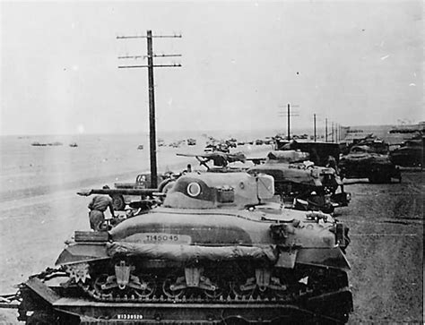 British 8th Army M4 Sherman Tanks Lined Up On Trailers In Western