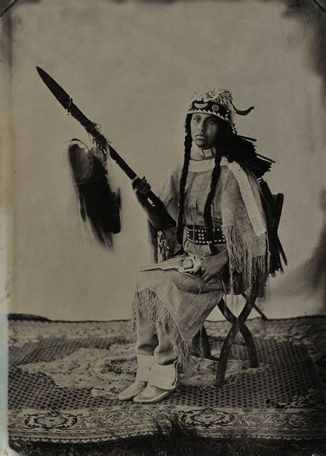 Lakota Woman In 1876 Style Clothing With Lance And Scalp Marie Bird In Ground Native