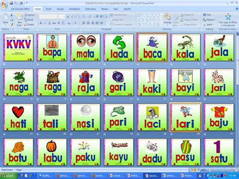 Cara membuat kad lipat suku kata 1 cetak kertas yang mengandungi senarai uku kata. PRASEKOLAH CIKGU SARIFAH: Slide Power Point perkataan KVKV ...