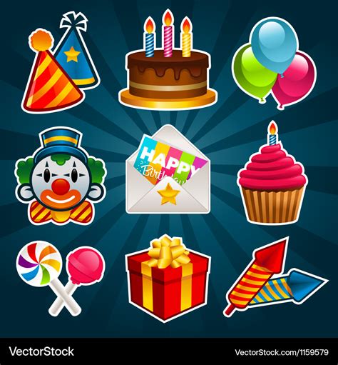 Happy Birthday Party Icons Royalty Free Vector Image
