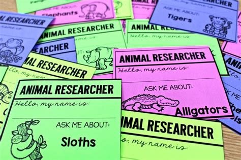 Several Animal Research Cards Are Stacked On Top Of Each Other In Order