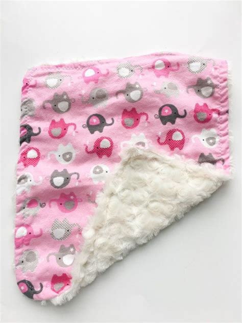 13 Inches X 13 Inches Pink Elephant Lovey Security Blanket Minky